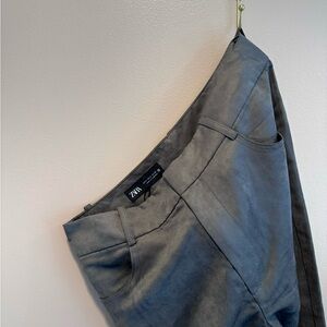 ZARA FAUX SUEDE STRAIGHT LEG TROUSERS